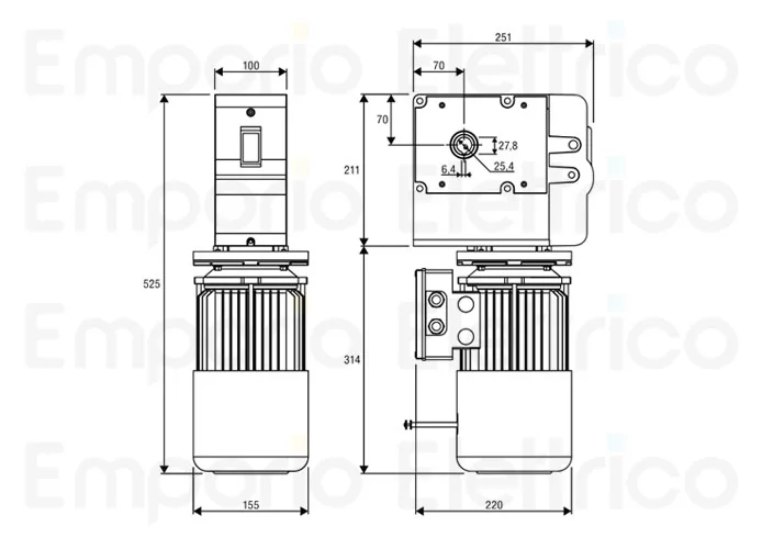 beninca motorreductor irreversible para puertas seccionales 400v vn.mt40v 9590377